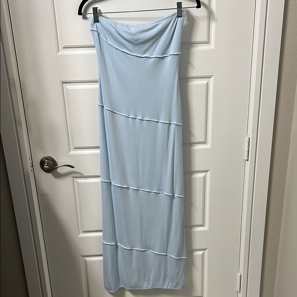 Pretty Garbage Strapless Light Blue Maxi Dress – NWT